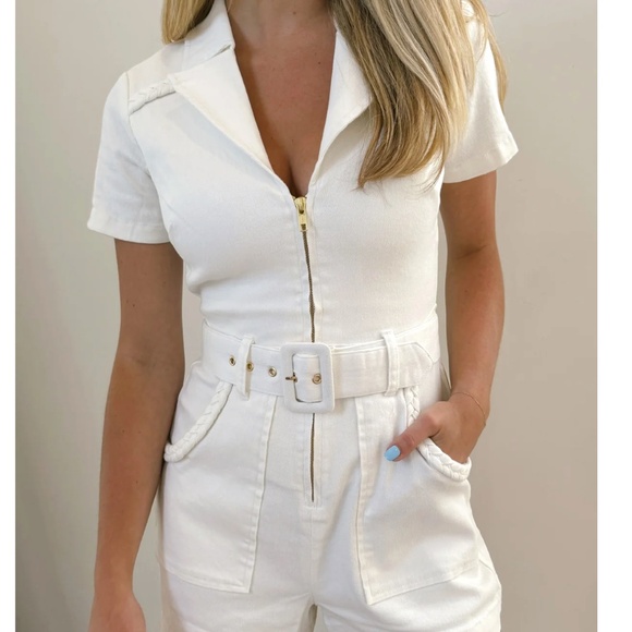 Show Me Your Mumu Outlaw Pearly White Romper Sz M - Picture 2 of 8